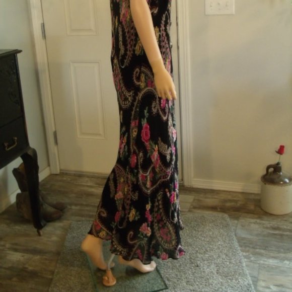 Long Black n Purple Lined Paisley Summer Dress - Picture 7 of 7